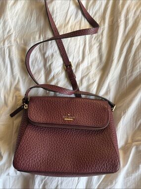 kate spade Pebbled Leather Crossbody Bag in Burgundy